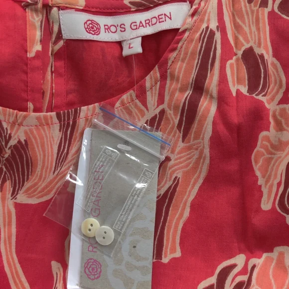 NWT Ro's Garden Robin Midi Dress, Size L, Color Scarlet